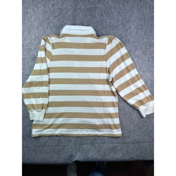 Loft Womens XL‎ Striped Rugby Collared Polo Puff Sleeve Shirt - Picture 7 of 7